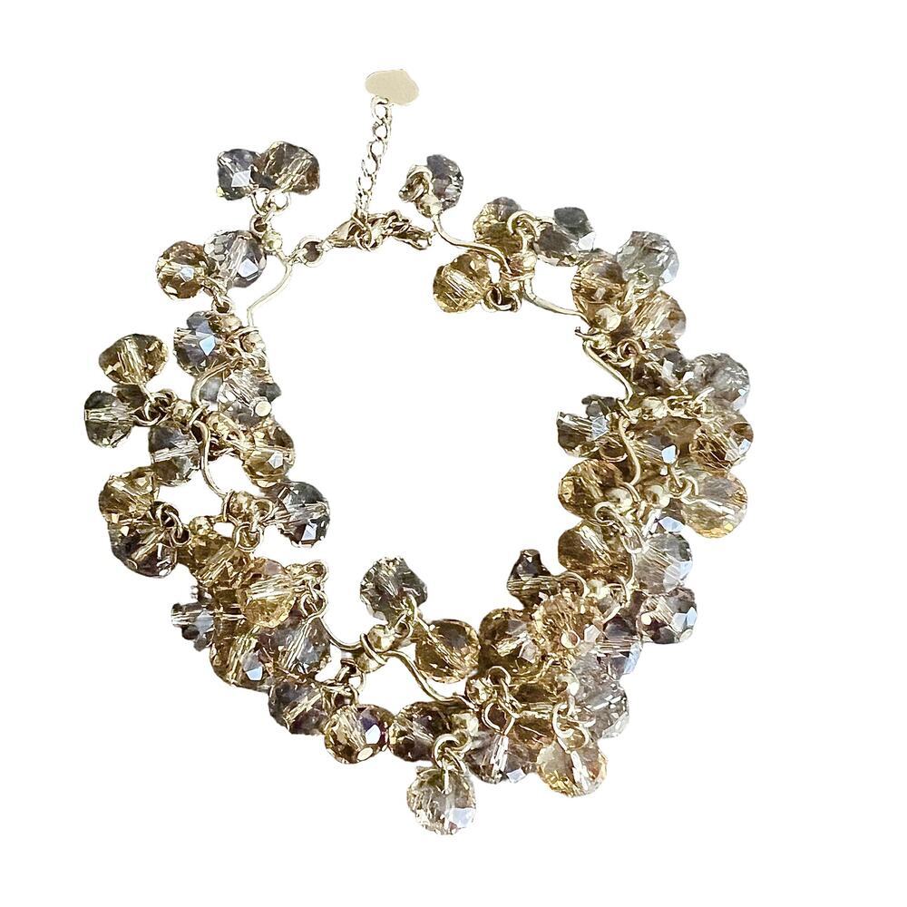 Light brown and gold bauble fancy elegant special occasion beaded bracelet
